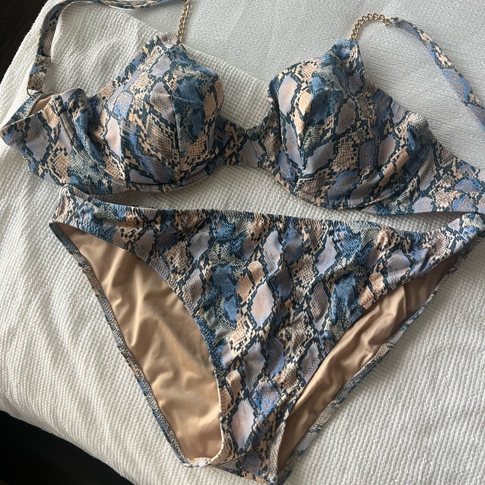 Snakeskin Print Bikini Set